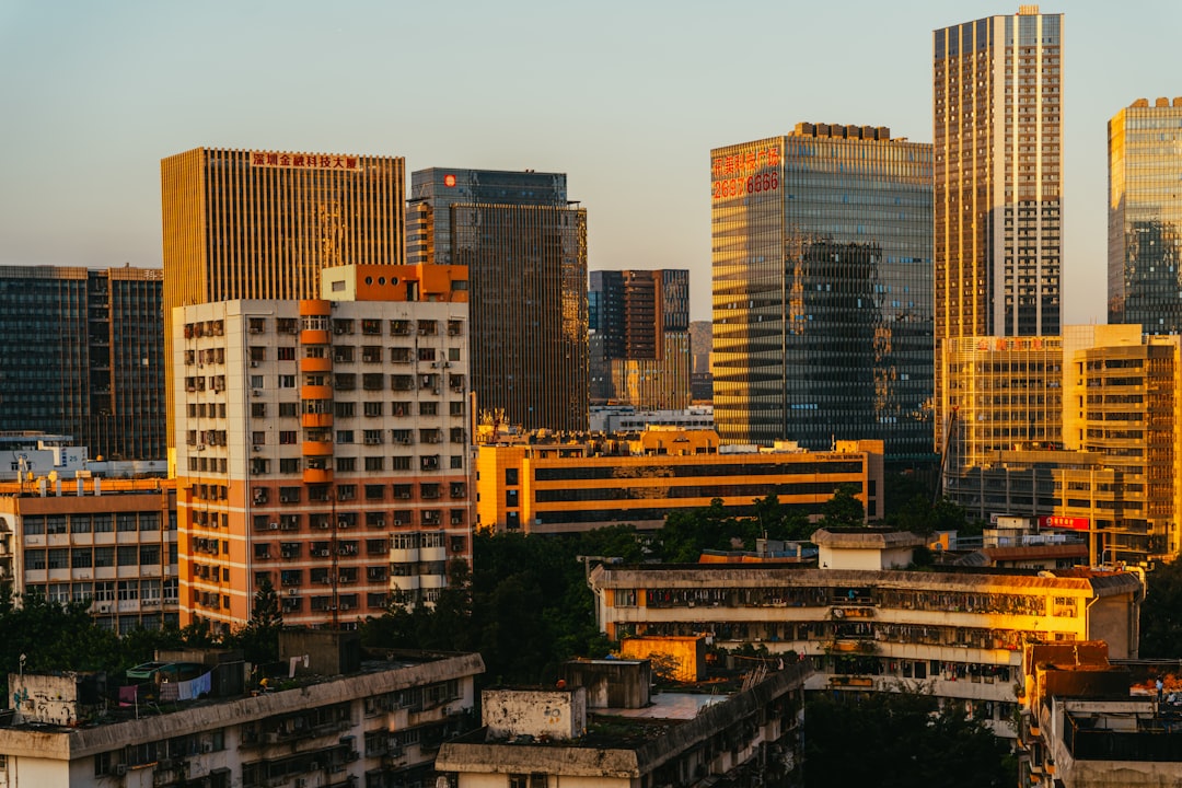 Aspirational international city skyline with prestigious university campus